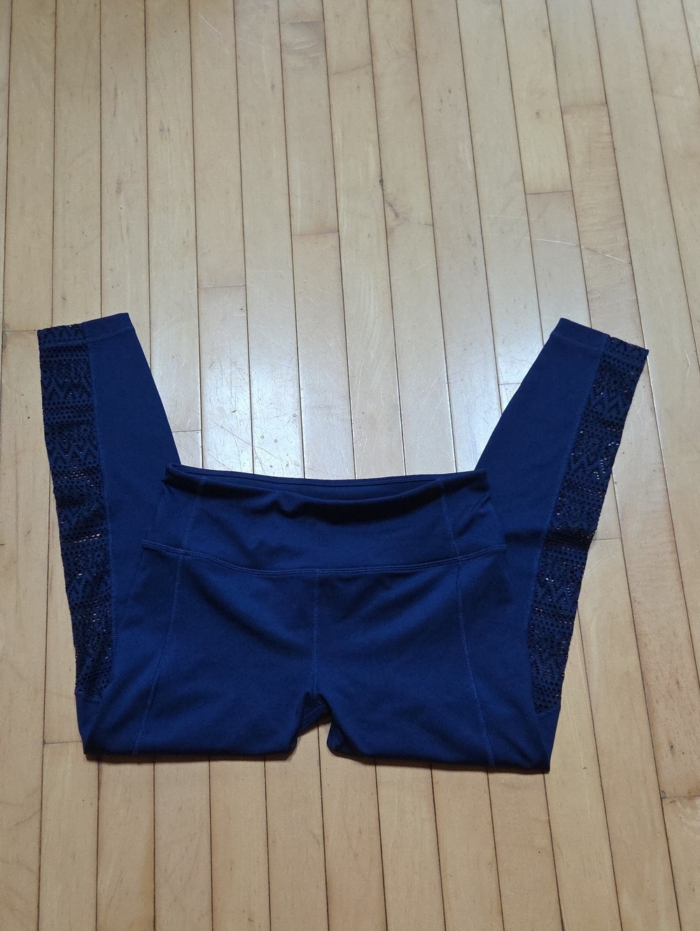 ZELOS Navy Leggings with Lace Side Panels